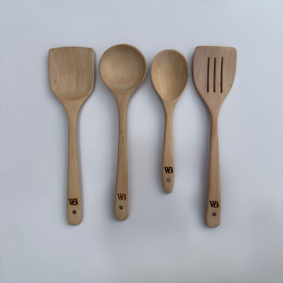 Wooden Cooking Utensil Set – 4-Piece kitchen Utensils for Nonstick Pans & Nonstick Cookware – Durable Eco-Friendly Cooking Spoons & Spatulas for Cooking, Mixing & Serving - Image 2