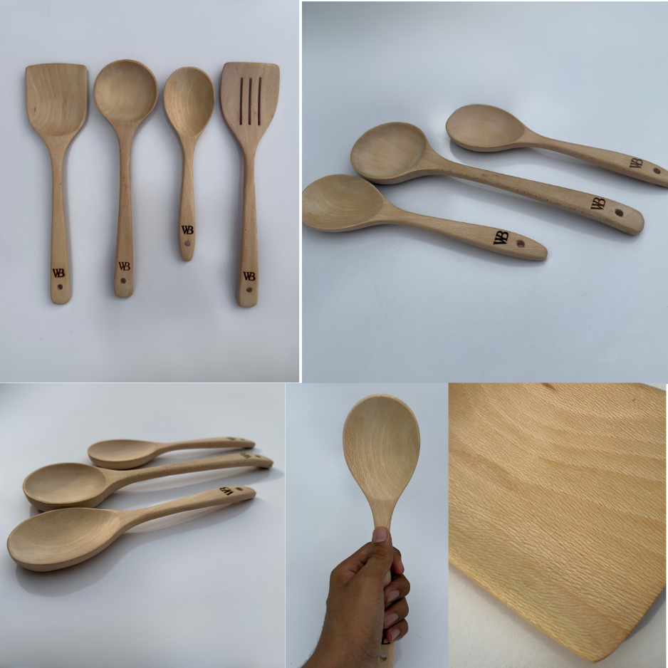 Wooden Cooking Utensil Set – 4-Piece kitchen Utensils for Nonstick Pans & Nonstick Cookware – Durable Eco-Friendly Cooking Spoons & Spatulas for Cooking, Mixing & Serving - Image 5